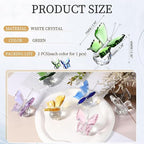 PATIKIL 2 Pcs Butterfly Crystal Paperweight, 75mm / 3 Inch Crystal Paperweight Paper Weight for Home Office Desktop Table Decor Wedding Party Jewelry Ornaments, Green/Blue