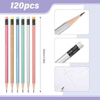 TecUnite 120 Pcs #2 HB Pencils with Eraser No 2 Unsharpened Wooden Hexagonal Pencils for Adults Gifts for School Exam art Learning Office Sketching (Multicolor)