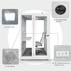 Soundproof Office Pod Booth, Quiet Meeting Pod with Acoustic Panels, Mobile Focus Room, Privacy Silent Booth for Private Phone Calling, 1-2 Person Workspace with Sound Isolation W55in D48in H92in