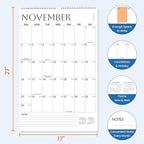 SUNEE Wall Calendar 2026 Extra Large 17"x27", 21 Month from October 2025 to June 2027, Vertical Large Monthly Calendar 2026-2027 for Wall, White
