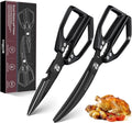 HUUSK Kitchen Scissors Set Black - Stainless Steel Kitchen Shears, Sharp Meat Scissors Dishwasher Safe, Heavy Duty Poultry Shears All Purpose, Japanese Cooking Scissor for Food,Christmas Gifts for Men