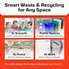 Sturdy Essentials City Box 10 Gallon Triple Bin Trash Can and Reyclcing Bin with Lid for Residential, Business, and Commercial Recycling - NYC Compliant (Triple Cans Paper Waste)