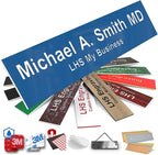 Engraved Name Plates for Door Sign Personalized Blue Plastic Plaque with White Letters - Made in USA 2x12 B9