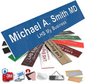 Engraved Name Plates for Door Sign Personalized Blue Plastic Plaque with White Letters - Made in USA 2x10 B9