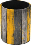 Leather Pen Holder for Desk Yellow Grey Gradient Wood Planks Pattern Pencil Cup Desktop Organizer Makeup Brush Holders Office Supplies for Home, Kids & School
