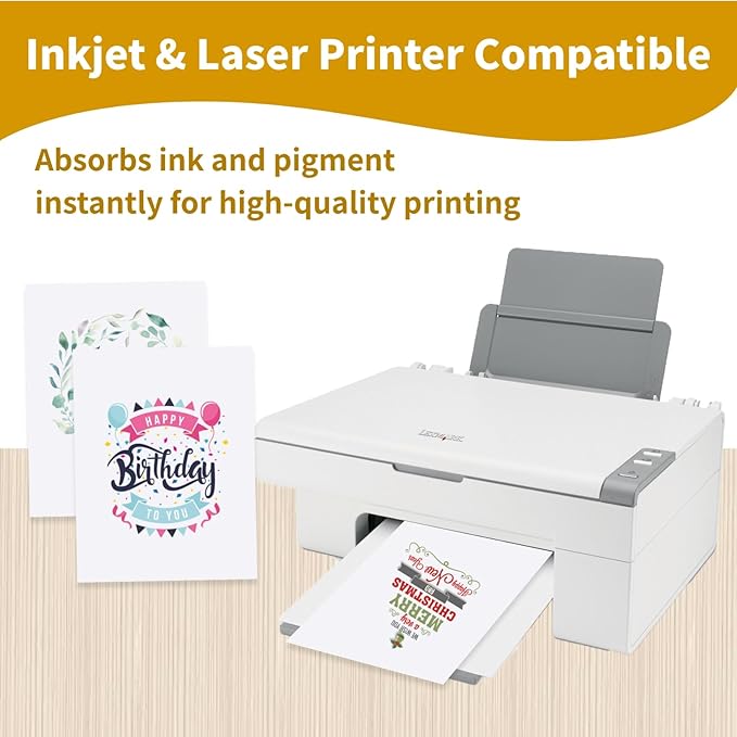 100 Sheets White Cardstock 8.5 x 11, Creebe 65lb White Card Stock Printer Paper for Invitations, Office, Certificate
