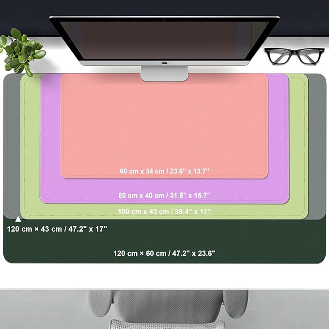 Large Desk Pad 47.2" x 17", Leather Desk Mat Protector, Non-Slip PU Leather Desk Blotter Pad, Large Mouse Keyboard Mat, Waterproof Desk Cover Pad for Office & Home(Candy Red)