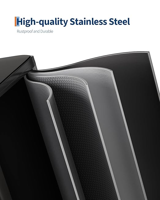 Garvee Trash Can, 2 x 10.6 gal (2 x 40 L) Garbage Can for Kitchen Dual Compartment Recycling Kitchen Step Trash Bin, Stainless Steel Trash and Recycle Bin Combo with Soft-Close Lid,Black