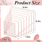 2 Pcs 7 Section Incline File Sorter Metal Wire Mesh File Rack for Desktop Letter Sorter for Magazine Folder Book Organizer Home Office School Paper Mail Desk Storage Holder (Pink)