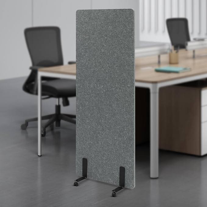 Polyester Desk Dividers, Soundproof Room Divider Office Furniture Partitions, Privacy Desk Panel with Wheels & Screwdriver, Stand Up Freestanding Desk Privacy Panel for Office Classroom(24" x 66")