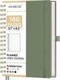 AHGXG Spiral Journal Notebook, 160 Lined Pages, A5 Medium Size (5.7'' x 8.3''), for Men & Women, Journaling, Writing, Work & Office, Hardcover, 100 GSM Thick Paper (Light Green)
