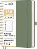 AHGXG Spiral Journal Notebook, 160 Lined Pages, A5 Medium Size (5.7'' x 8.3''), for Men & Women, Journaling, Writing, Work & Office, Hardcover, 100 GSM Thick Paper (Light Green)