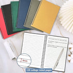 GINMLYDA 12Pack Small Spiral Notebook A5, 8.25x5.5” 120 Lined Pages Wide Ruled Spiral Journal Bulk Blank Kraft Cover Spiral Bound Notebook & Writing Pads for Home Office Meeting Work Note Taking