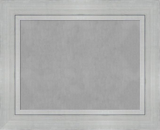 Amanti Art Silver Framed Magnetic Board 25x31 Medium Vision Board for use with Magnets, 100% Metal Sheet to Display Items as Office Decor or for Home Organization in mudroom, Kitchen or Kids Room