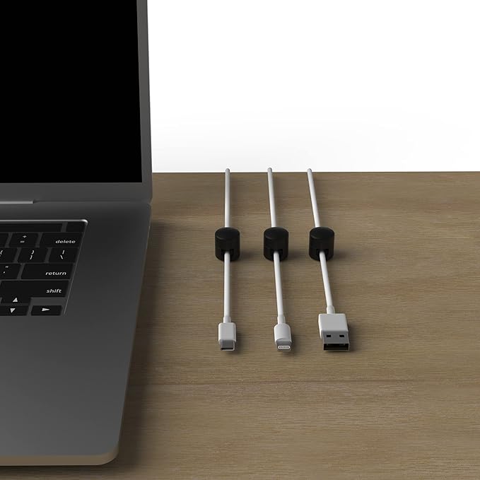 ICONIT Cable Anchors for Desk Organization Black | Premium Aluminum Cord Organizers | Charger + Cable Management Clips for Home & Office | Stylish, Sturdy, & Functional | (3 Pack)