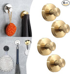 Tanngronie 4 Pack Gold Stainless Steel Suction Cup Hooks, Up to 15 LBS, No Drill, Multi-Purpose for Bathroom, Kitchen, Shower, Front Door
