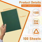 100 Sheets Dark Green Cardstock 8.5 x 11 Scrapbook Paper, 92lb Heavyweight Christmas Green Card Stock for DIY Making Cards, School Crafting, Greeting Cards, Birthday Party