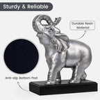 MXARLTR Elephant Book Ends Decorative, Bookends for Shelves, Book Ends for Heavy Books with Anti-Slip Pad for Book Lovers Heavy Book Holder for Home Office Decor (Silver)
