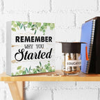 Entrepreneur Wooden Block Sign Remember Why Quote 5x5x1 INCH Sign, Office Motivation Decor, Business Desk Tabletop Shelf Decor