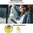 VAVOFO Rechargeable Book Light for Reading in Bed Kids, 7 LED Reading Light with 9-Level Warm Cool White Daylight, Eye Care Lamp with Power Indicator for Bookworms (Yellow)