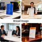 PEDOBALI 5 Pcs 8. 5" x 14" Sign Holders Acrylic Document Holder Graphic Poster Shelf Slanted Paper Desk Display Stand Side Loading Clear Flyer Shelf Vertical L Shape Frame for Office Restaurants