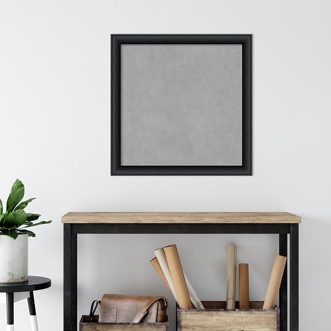 Amanti Art Black Framed Magnetic Board 27x27 Medium Vision Board for use with Magnets, 100% Metal Sheet to Display Items as Office Decor or for Home Organization in mudroom, Kitchen or Kids Room