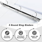 3 Ring Binder 0.5 Inch, PANDRI 6 Pack Binder Fits Letter Size 8.5'' x 11'' Paper, Versatile Binders for Office Home School, 2 Pockets, White