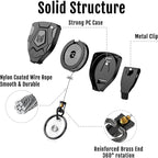 MNGARISTA Heavy Duty Retractable Keychain with Belt Clip, ID Badge Reel Key Chain, Badge Holder with 31.5' Steel Cord and Key Ring, 9.0oz, Black