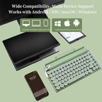 Adventurers Retro Typewriter-Style Mechanical Keyboard, 83 Keys, 75% Compact Layout, Bluetooth 5.0 and Wired, Hot-Swappable Blue Switch, White Backlit for Windows/Mac/iPad/PC/Laptop (Mint Green)