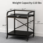 Vokumba 2 Tier Large Printer Stand, 20 x 20 Inches Printer Table with Storage Shelf, Rolling Printer Cart with Wheels for Home Office, Scanner Fax (Black)