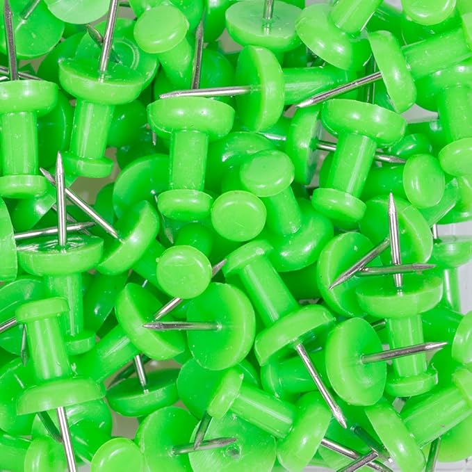JAM PAPER Colorful Push Pins - Lime Green Pushpins - 100/Pack