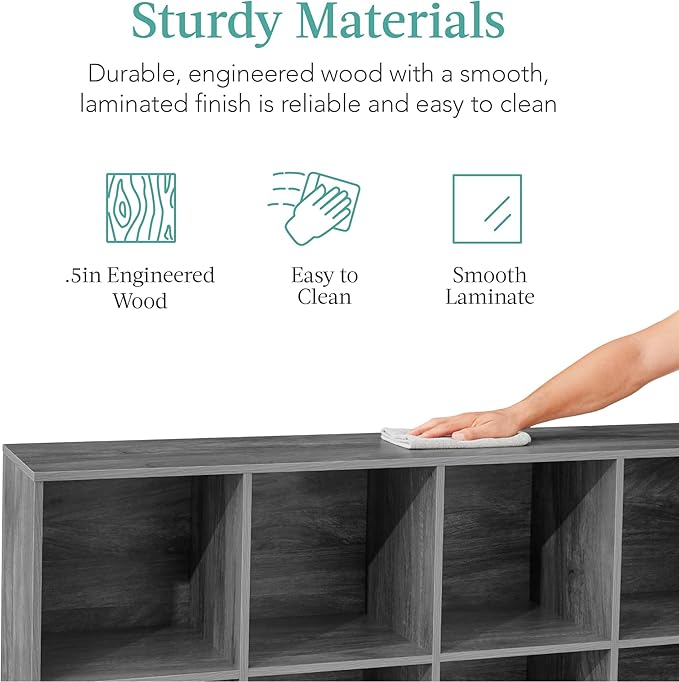 Best Choice Products 8-Cube Storage Organizer, 11in Shelf Opening, Bookcase, Display Shelf, Customizable w/ 3 Removable Back Panels – Dark Gray