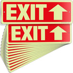 iSYFIX Exit Signs with Directional Up Arrow, Glow in the Dark, Photoluminescent Aluminum 12x4 Inch - 12 Pack, Laminated for UV & Weather Resistance, Ideal for Offices, Schools, Theaters & More