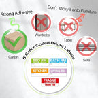 Yoget 42x90mm Large Home Moving Labels for Apartment Moving, 4 Different Color Coded Packing Stickers + 40Pcs Fragile Stickers + 40 Pcs Removable Blank Furniture Labels (240 Labels)