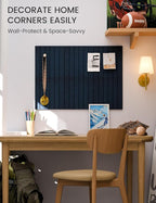 Fluxynara Felt Bulletin Board Tiles -28"x18" with 40 Adhesive Tabs, Cork Board Alternative for Office Decor, Push Pin Board Wall Organizer 6-Pack (Carbon Blue)