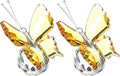PATIKIL 2 Pcs Butterfly Crystal Paperweight, 75mm / 3 Inch Crystal Paperweight Paper Weight for Home Office Desktop Table Decor Wedding Party Jewelry Ornaments, Yellow