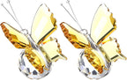 PATIKIL 2 Pcs Butterfly Crystal Paperweight, 75mm / 3 Inch Crystal Paperweight Paper Weight for Home Office Desktop Table Decor Wedding Party Jewelry Ornaments, Yellow