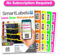 Smart Labels QR Code Stickers Pack of 48 (Neon) Made in USA - QR Code Labels for Storage & Inventory Tracking, Storage Unit Organization, App Stickers for Inventory Organization & Moving Supplies
