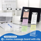 AceOrbit 4 Pcs Monitor Memo Boards for Computer, Acrylic Multifunction Screen Message Reminder, Transparent Computer Sticky Note Holder, Creative Office Desk Accessories for Desktop Home