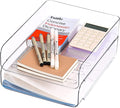 CiWiVOKi 2 Pack Stackable Paper Tray, Acrylic File Organizer for Desk, Office Organizer and Storage for Desk Accessories, Notes, Books, File Paper, Document