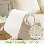 Couch Arm Covers, Sofa Arm Covers, Waterproof Armrest Cover for Sofa, Armchair, Loveseat, Non-Slip Recliner Arm Cover, Sofas Headrest Cover, Arm Chair Covers Set of 2 (Cream, 24"×20")
