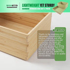 2-Piece Large Bamboo Storage Box Set, 7.1 in High Stackable Deep-Drawer Organizer for Kitchen Cutlery, Utensils & Knives, Lidless Wooden Bin for Homes & Offices (14.6"x10.2"x7.1"+14.6"x10.2"x3.1")
