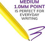 BIC 4-Color Retractable Ballpoint Pen, Long-Lasting Ink and Comfortable Wide Barrel, 3-Count Pack in Assorted Ink