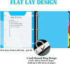 INFUN 1 Inch Telescoping 3 Ring Binder - 4PCS, Flexible Round Binder with Customizable Front Cover and Clear Catalog Pocket, 1Inch Rings, 225 Sheet Capacity