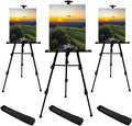 RRFTOK Artist Easel Stand,Metal Tripod Adjustable Easel for Painting Canvases Height from 21" to 66" with Reinforced Triangle,Carry Bag for Table-Top/Floor Drawing and Didplaying(3pack).