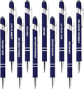 CRME 10pcs Inspirational Blue Pens Ballpoint Set Multi Tool Pens with Stylus Tips Compatible with Any Touchscreen Device Funny Desk Decor Encouragement Gifts for Birthday Party