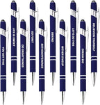 CRME 10pcs Inspirational Blue Pens Ballpoint Set Multi Tool Pens with Stylus Tips Compatible with Any Touchscreen Device Funny Desk Decor Encouragement Gifts for Birthday Party