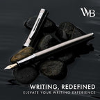 Wordsworth & Black Fountain Pen Set, Extra Fine Nib, Includes 24 Pack Ink Cartridges, Ink Refill Converter & Gift Pouch, Chrome Finish, Calligraphy, [Silver Chrome], Perfect for Men & Women