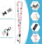 Teacher Life Lanyards for ID Badges Name Tags ID Card Holder, ID Badge Holder with Breakaway Lanyard, Cute Badge Reel Badge Clip Retractable, Women Teacher Nurse School Office Gift