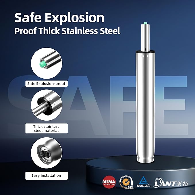 9 Inches to 13 Inches Office Chair Cylinder Replacement, 4'' Stroke, Heavy Duty 1000 lbs, Hydraulic Pneumatic Shock Piston, Universal Gas Cylinder Fit for Most Office Chairs, Class 4 (Polished Steel)